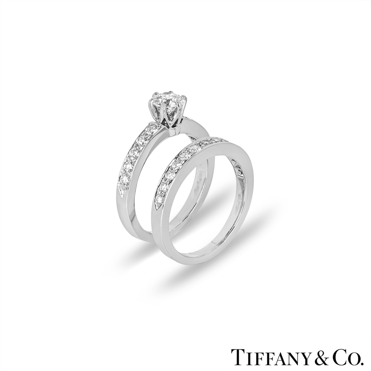 Tiffany & Co. Platinum Diamond Bridal Set 0.46ct F/VS1